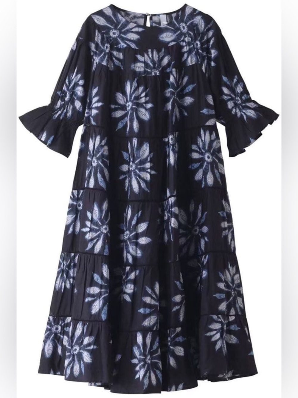 Merlette Paradis Dress Shibori Print Blue White XS